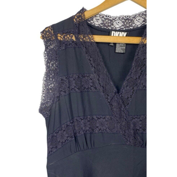 DKNY Black Lace Dress Size 10 Y2K Babydoll Vamp Grunge Whimsigoth Romantic VTG - Picture 3 of 9